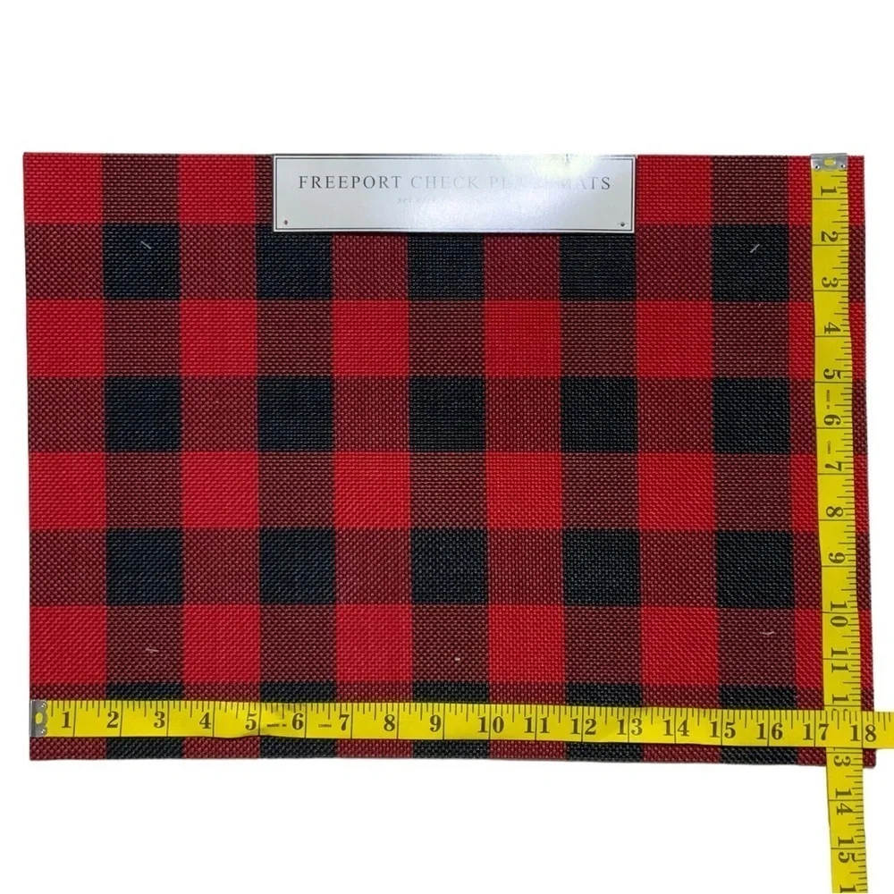 Benson Mills Placements Buffalo Check Plaid Reversible Woven Red Black Set of 4